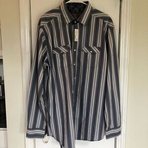 NWT Blue Pronto Uomo Long Sleeve Pearl Snap Shirt